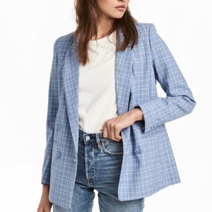 H&M Light Blue Plaid Blazer (NWT)